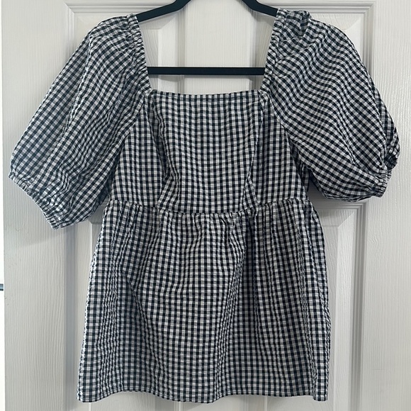 Nautica Blue and White Gingham Women's Top - Picture 1 of 4